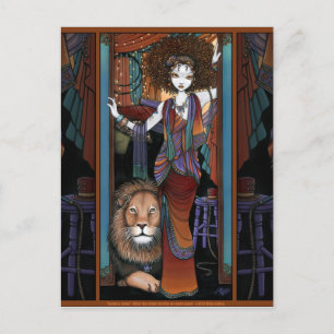 Bohemian Lion Tamer Girl Circus Preformer Leona Postcard