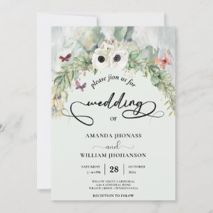 Bohemian Lush Greenery Arch Summer Garden Wedding Invitation