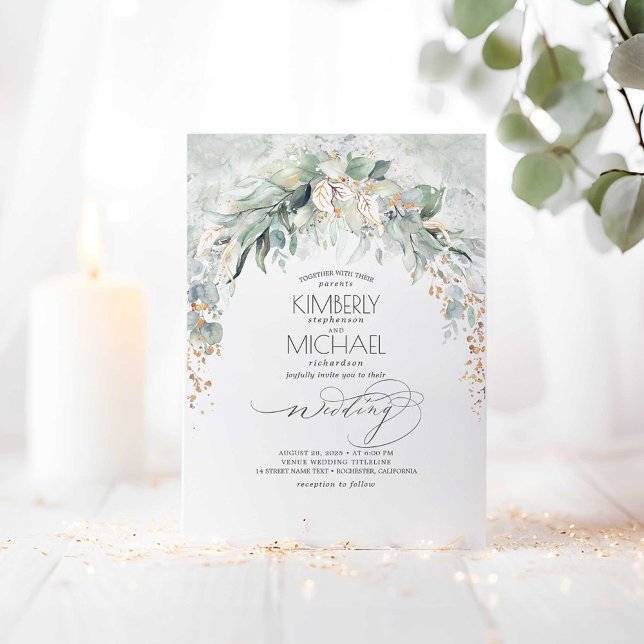 Bohemian Lush Greenery Arch Summer Garden Wedding Invitation (Greenery Boho Wedding Invitations)