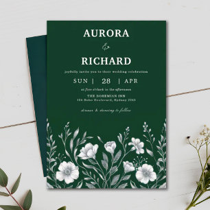 Bohemian Luxury Emerald Green Autumn Wedding Invitation
