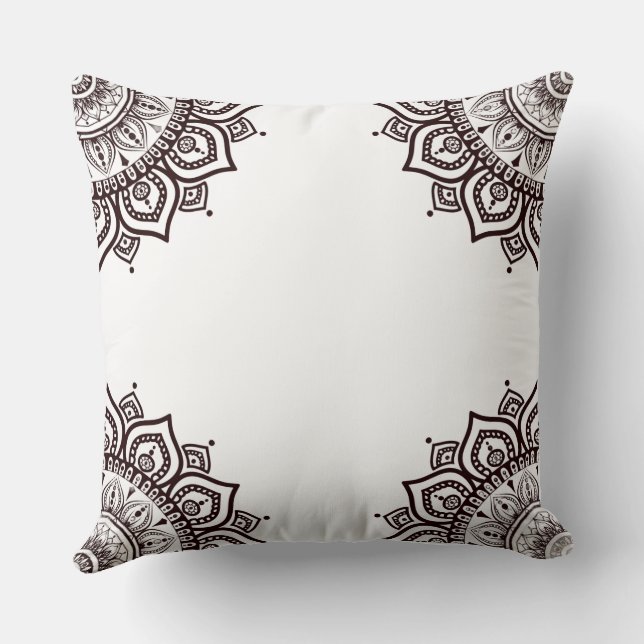 Bohemian mandala cushion Throw Pillow (Back)
