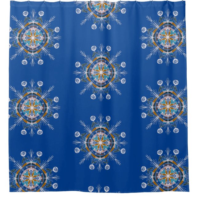 Bohemian Mandala Hand Drawn Colourful Shower Curtain (Front)