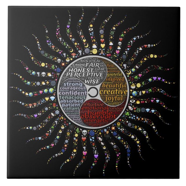 Bohemian Mandala, Positive Inspiring Words Tile (Front)