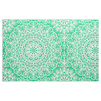 Bohemian Mandala White Lace on Dark Green Fabric