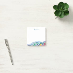 Bohemian Marine Blue & Turquoise Waves Post-it Notes