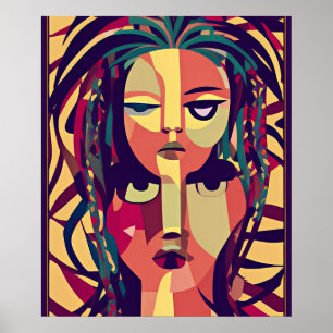 Bohemian Medusa, abstract modern portrait Poster