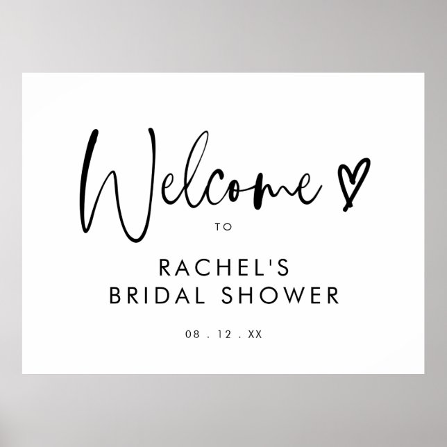 Bohemian Minimalist Script Bridal Shower Welcome Poster (Front)