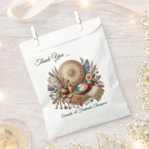 Bohemian mix of colours and decor theme favour bags