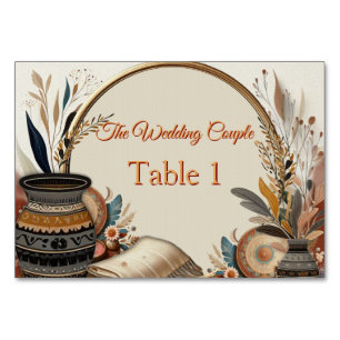 Bohemian mix of colours and decor theme table number