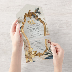 Bohemian mix of colours and flower theme all in one invitation