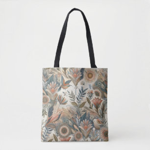 Bohemian mix of colours and flower theme tote bag