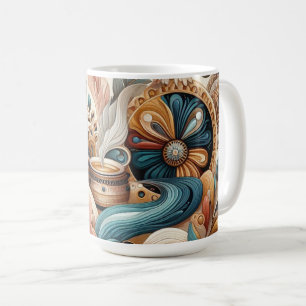Bohemian mix of teal, magenta,purple flowers coffee mug