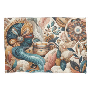 Bohemian mix of teal, magenta,purple flowers pillowcase