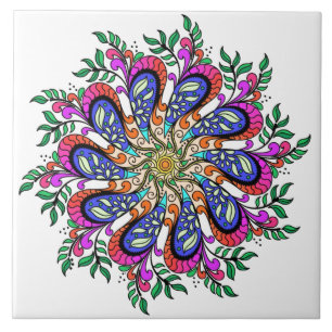 Bohemian Mod Floral Mandala Tile