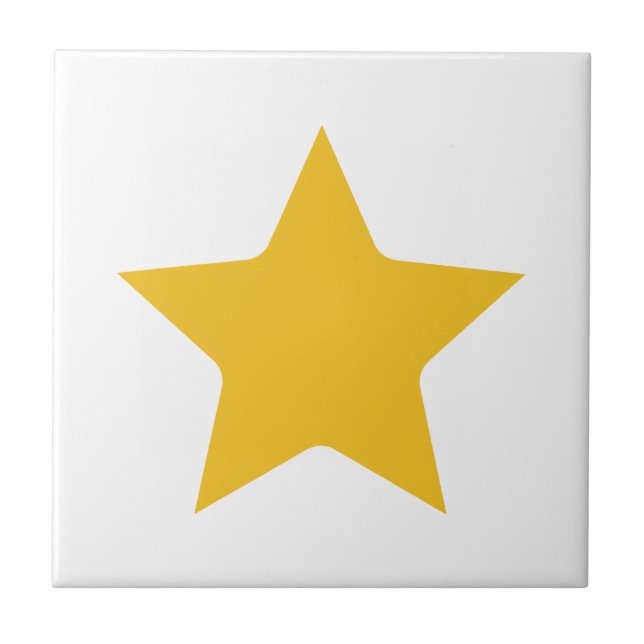 Bohemian Modern Boho Yellow Gold Star White Tile (Front)