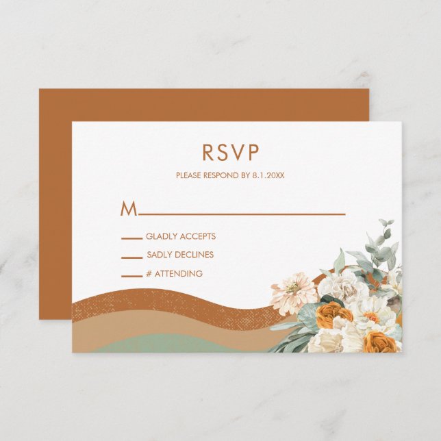 Bohemian Modern Earth Tones Terracotta RSVP Cards (Front/Back)