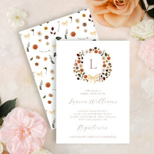 Bohemian Monogram Elegant Floral Bridal Shower Invitation