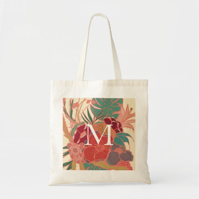 Bohemian Monogram Floral Vintage Budget Tote (Front)