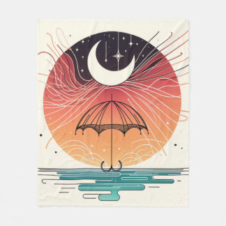 Bohemian Moon & Magic Rain Fleece Blanket