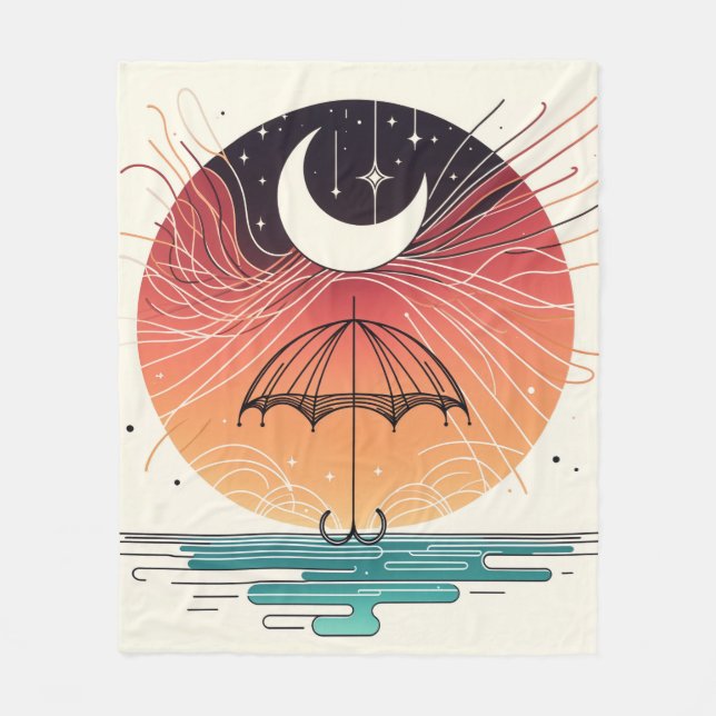 Bohemian Moon & Magic Rain Fleece Blanket (Front)