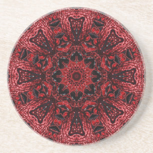 bohemian moroccan maroon burgundy mandala coaster