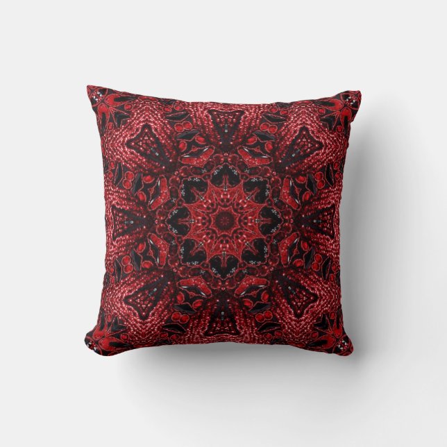 bohemian moroccan maroon burgundy mandala cushion (Front)