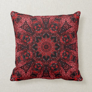 bohemian moroccan maroon burgundy mandala cushion