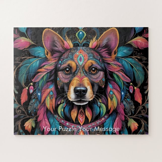 Bohemian Mosaic Majesty The Painted Dog Jigsaw Puzzle (Horizontal)
