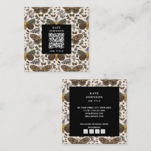 Bohemian Moth Wildflowers Aesthetician Beauty Salo Square Business Card