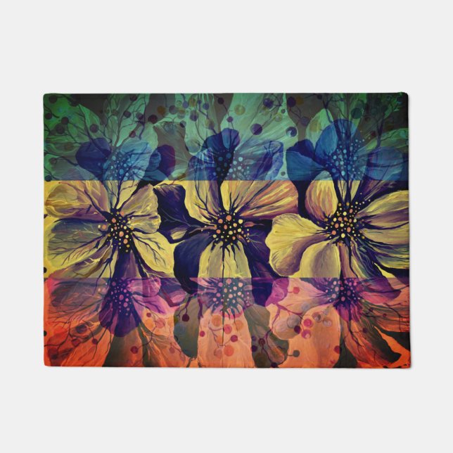 Bohemian Multicolored Delphinium  Flowers Doormat (Front)