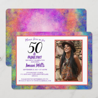 Bohemian Nebula Art 50 and Fabulous Birthday Invitation