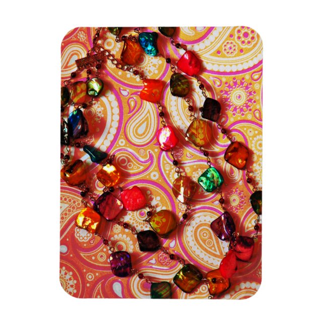 Bohemian Necklace Gemstone Paisley Photo Magnet (Vertical)