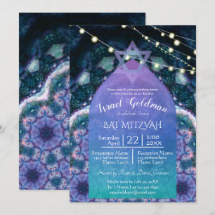 Bohemian Nights w/ Star of David    Blue Purple Invitation