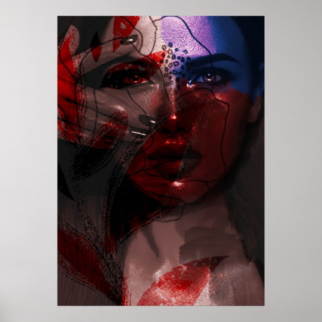  Bohemian Ombre Violet and Burgundy Woman Portrait Poster (Front)