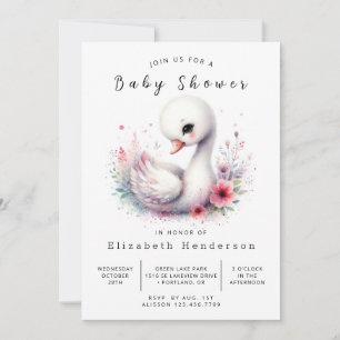 Bohemian Online Swan Baby Shower Invitation