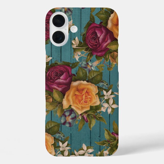 Bohemian orange burgundy floral green wood Case-Mate iPhone case (Back)