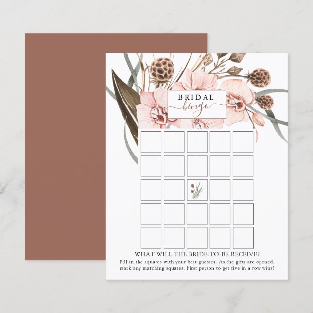 Bohemian Orchid Bridal Shower Bingo Game Card (Front/Back)