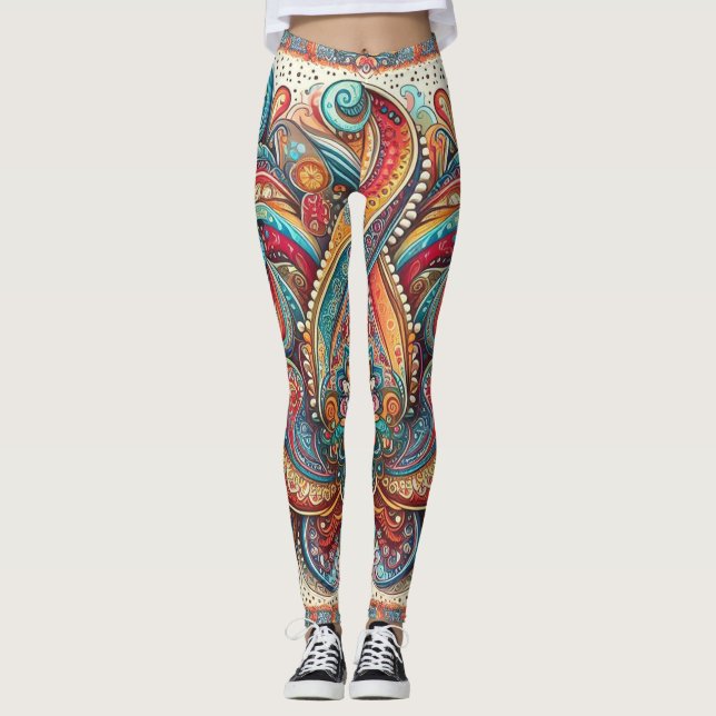 Bohemian Paisley no 6 Leggings (Front)