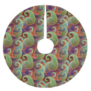 Bohemian Paisley Timeless Pattern Brushed Polyester Tree Skirt