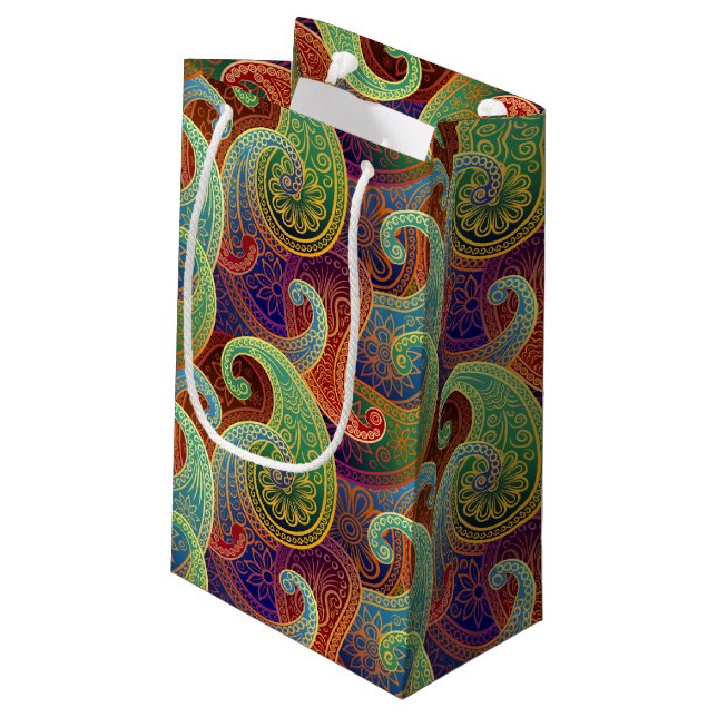 Bohemian Paisley Timeless Pattern Small Gift Bag (Back Angled)