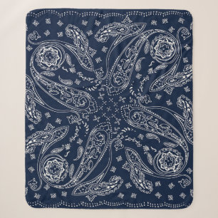 Bohemian Paisley Vintage Print Sherpa Blanket