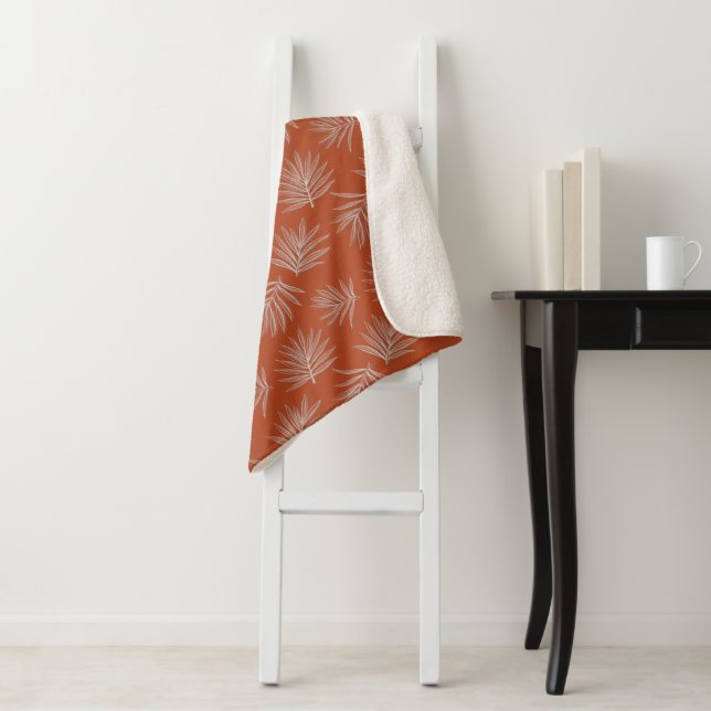 Bohemian Palm Pattern Sherpa Blanket (In Situ)
