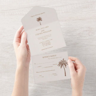 bohemian palm tree wedding  all in one invitation