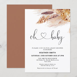 Bohemian Pampas Grass Baby Shower Invitation
