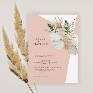 Bohemian Pampas Grass Boho Botanical Wedding Invitation