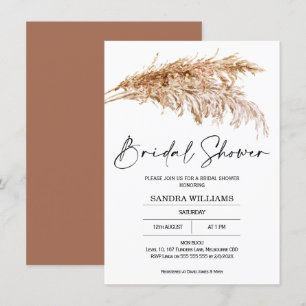 Bohemian Pampas Grass Bridal Shower Invitation