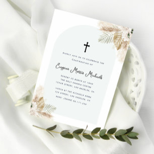 bohemian pampas grass confirmation invitation