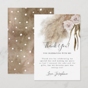 Bohemian Pampas Grass Girl Birthday Party Thank You Card