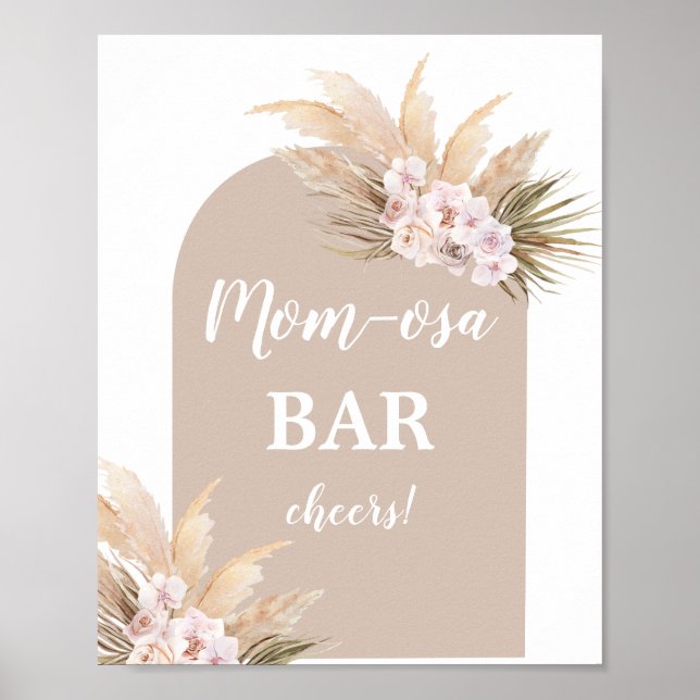 Bohemian Pampas Grass Mimosa Bar sign (Front)