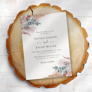 Bohemian Pampas Grass Natural Wedding Invitation